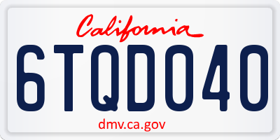 CA license plate 6TQD040