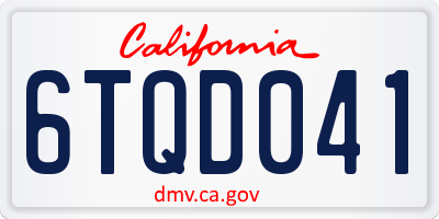 CA license plate 6TQD041