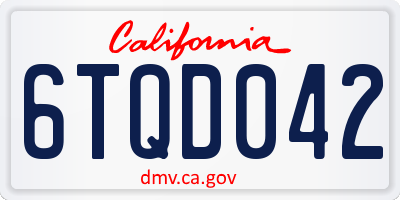 CA license plate 6TQD042