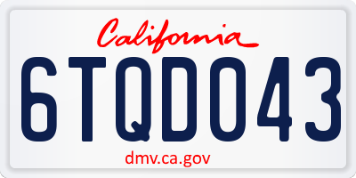 CA license plate 6TQD043