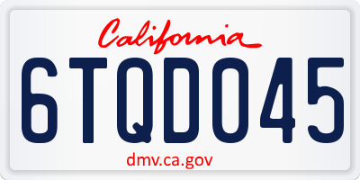 CA license plate 6TQD045