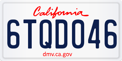 CA license plate 6TQD046