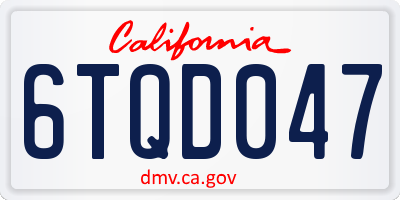 CA license plate 6TQD047