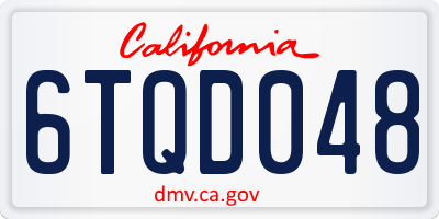 CA license plate 6TQD048