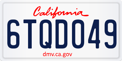 CA license plate 6TQD049