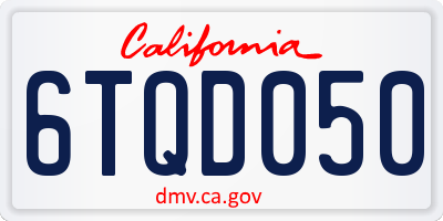 CA license plate 6TQD050