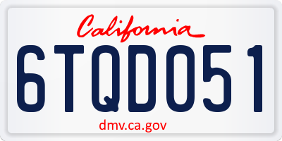 CA license plate 6TQD051
