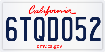 CA license plate 6TQD052