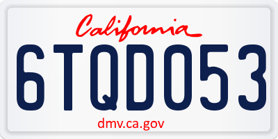 CA license plate 6TQD053