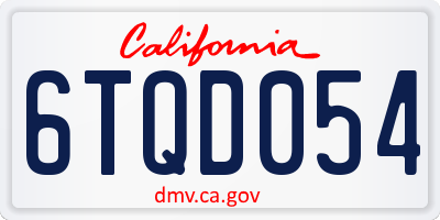 CA license plate 6TQD054