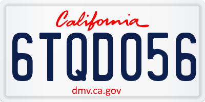 CA license plate 6TQD056