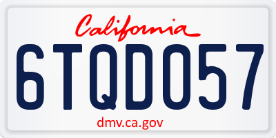 CA license plate 6TQD057