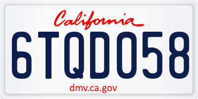 CA license plate 6TQD058