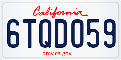 CA license plate 6TQD059