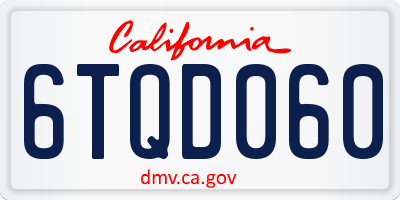 CA license plate 6TQD060