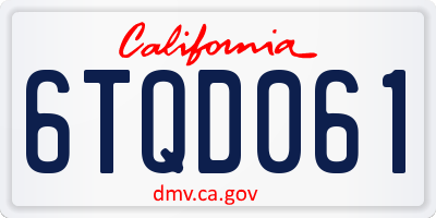 CA license plate 6TQD061