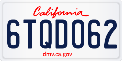 CA license plate 6TQD062