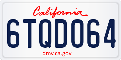 CA license plate 6TQD064