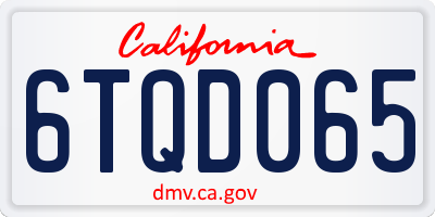 CA license plate 6TQD065