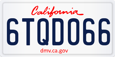 CA license plate 6TQD066