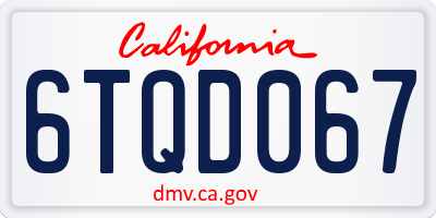 CA license plate 6TQD067