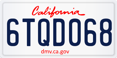 CA license plate 6TQD068