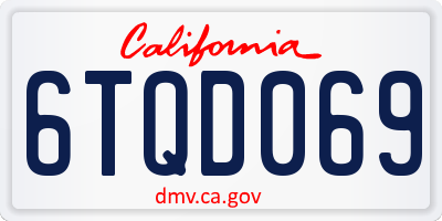 CA license plate 6TQD069