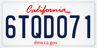 CA license plate 6TQD071
