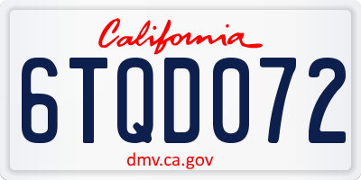 CA license plate 6TQD072