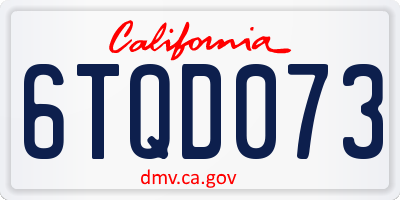 CA license plate 6TQD073