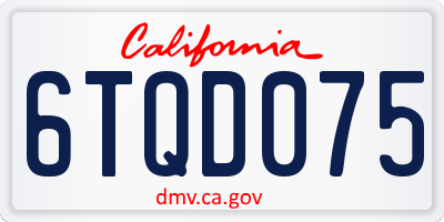 CA license plate 6TQD075