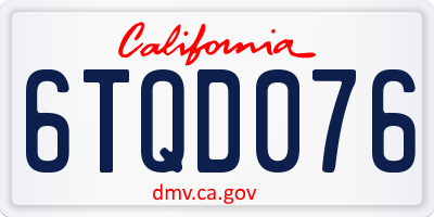 CA license plate 6TQD076