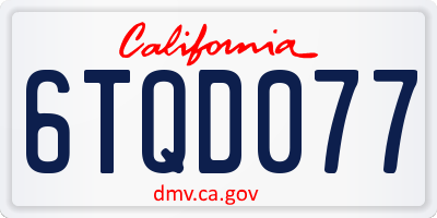 CA license plate 6TQD077