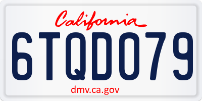 CA license plate 6TQD079