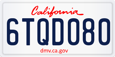 CA license plate 6TQD080