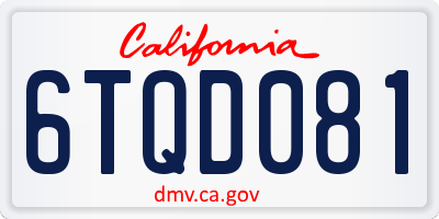 CA license plate 6TQD081