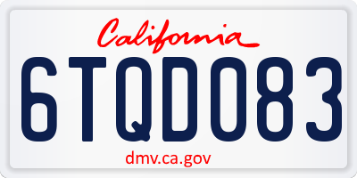 CA license plate 6TQD083