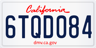 CA license plate 6TQD084