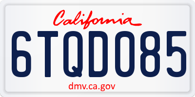 CA license plate 6TQD085