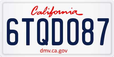 CA license plate 6TQD087