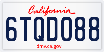 CA license plate 6TQD088