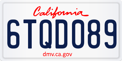 CA license plate 6TQD089