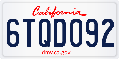 CA license plate 6TQD092