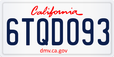 CA license plate 6TQD093