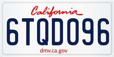 CA license plate 6TQD096