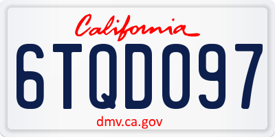 CA license plate 6TQD097