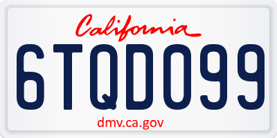 CA license plate 6TQD099