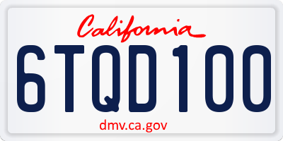 CA license plate 6TQD100