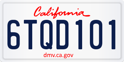 CA license plate 6TQD101