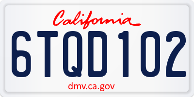 CA license plate 6TQD102